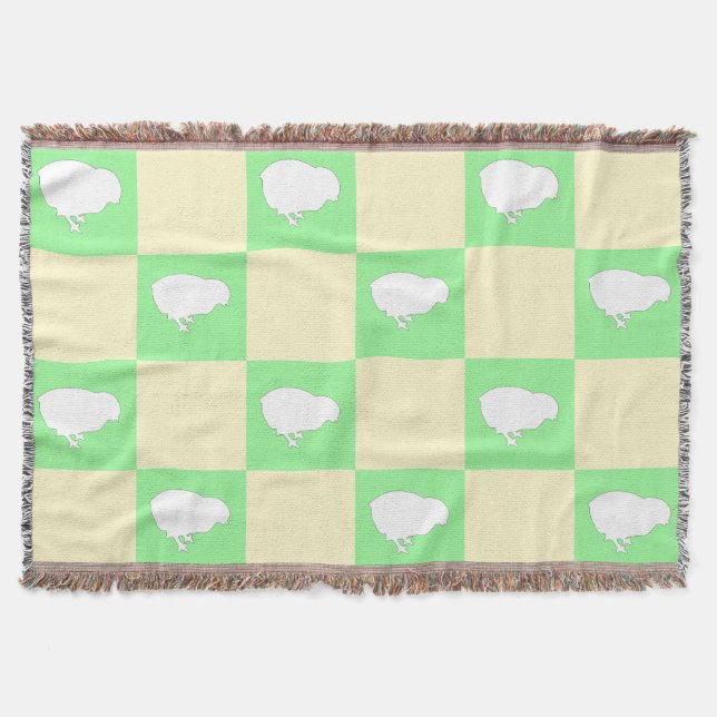 Påsk Checkerboard Mönster med vit Chick Motif Filt (Framsidan)