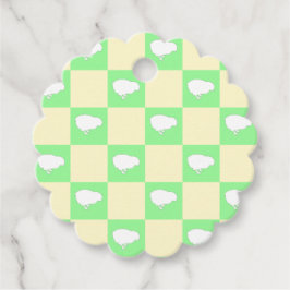Påsk Checkerboard Mönster med vit Chick Motif Gåvor Etiketter