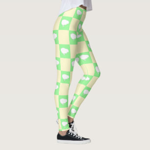 Påsk Checkerboard Mönster med vit Chick Motif Leggings