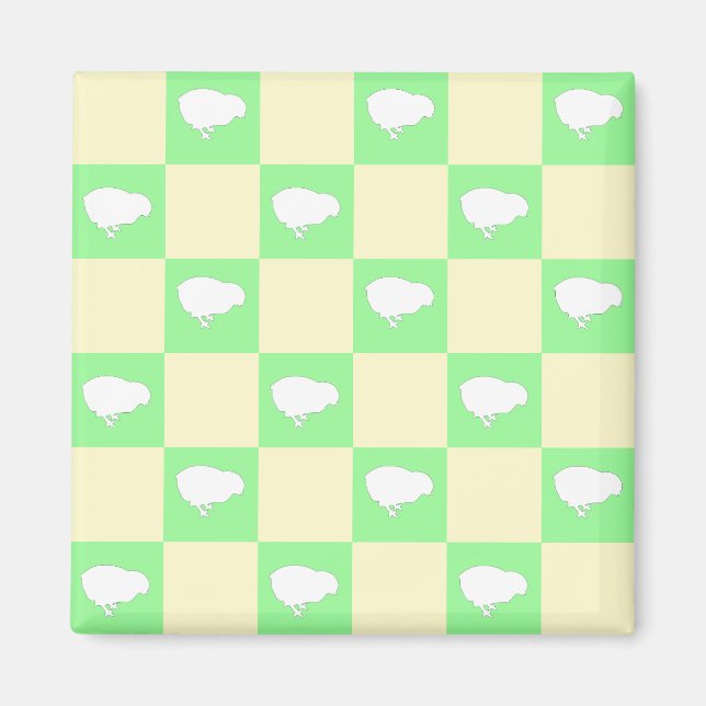 Påsk Checkerboard Mönster med vit Chick Motif Magnet (Framsidan)