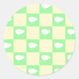 Påsk Checkerboard Mönster med vit Chick Motif Runt Klistermärke