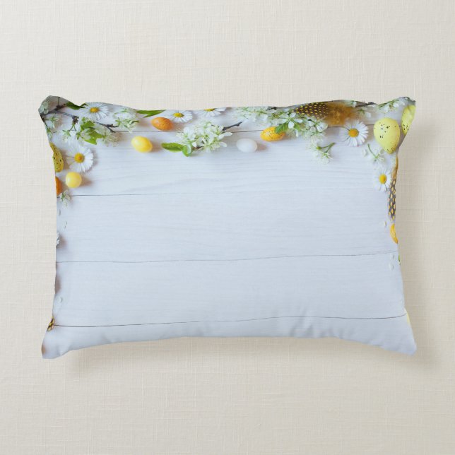 Påsk Cherry Plum: Gult Eggs. Prydnadskudde (Framsidan)