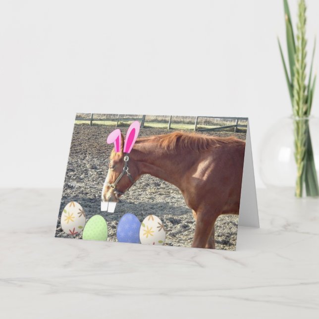 Påsk Chestnut Horse Helgkort (Framsida)