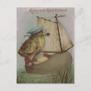 Påsk Chick Egg Sail Frakt Shoe Helg Vykort