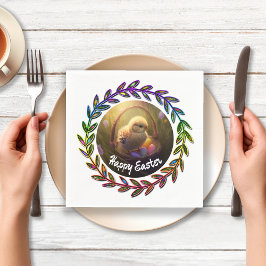 Påsk Chick i ett Egg Basket Pappersservett