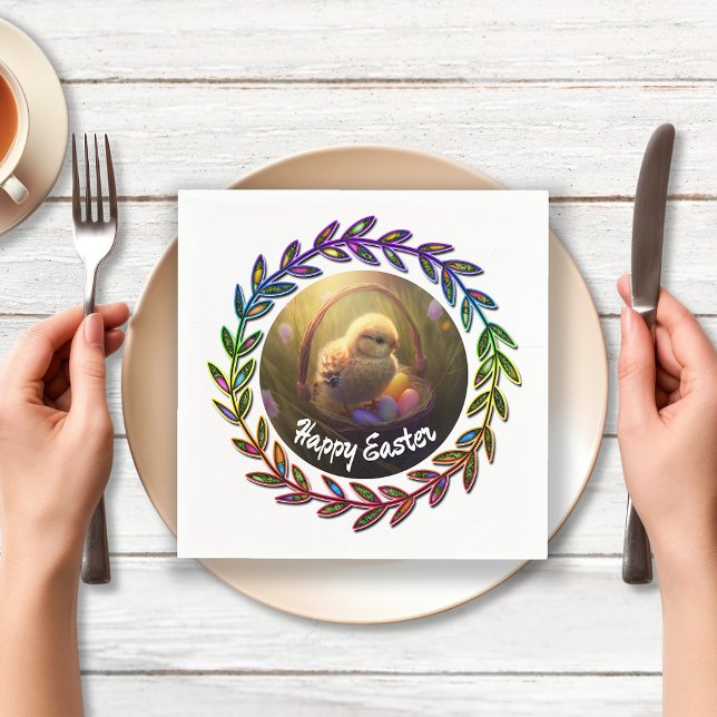 Påsk Chick i ett Egg Basket Pappersservett (Skapare uppladdad)