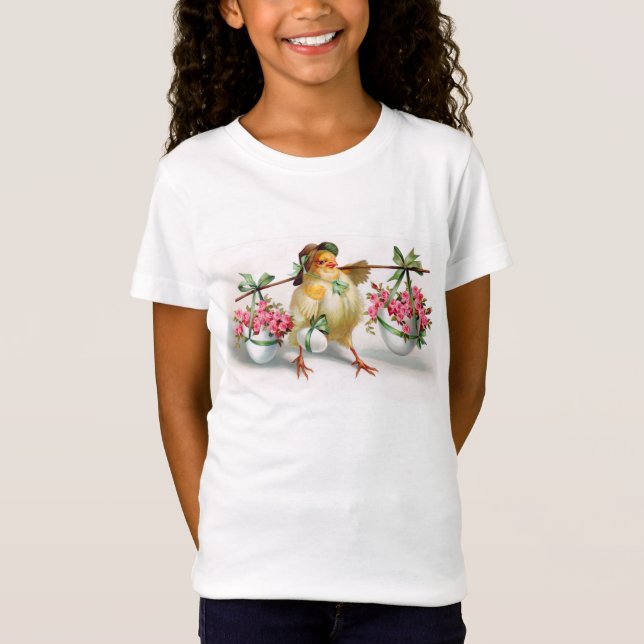 Påsk Chick och blommor Tee Shirt (Framsida)