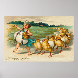 Påsk Chick Parad Vintage Poster