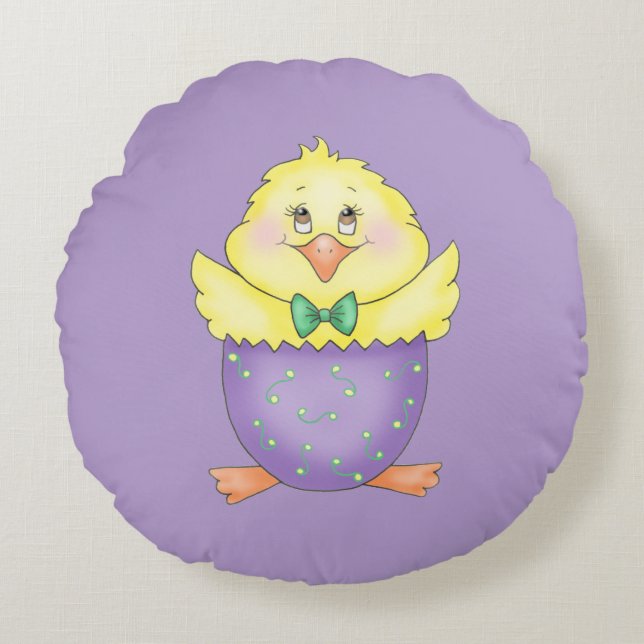 Påsk Chick Rund Kudde (Framsidan)