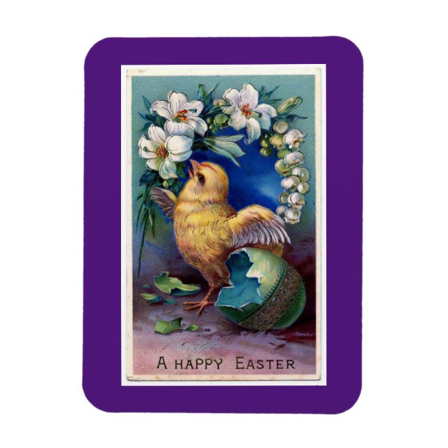 Påsk Chick som kläckts ur Färgad Äggmagnet Magnet (Vertikal)