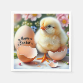Påsk Chick som uppstått ur Snäckan för ägg Pappersservett