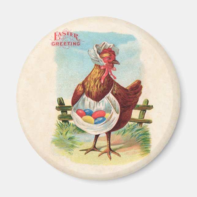 Påsk Chicken Farm Cute Antique Eggs Magnet (Framsidan)