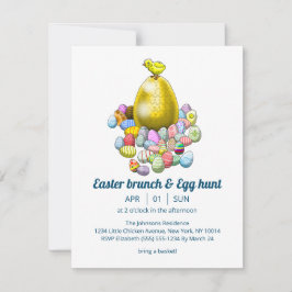 Påsk-Chicken och Golden-Påskägget Inbjudningar