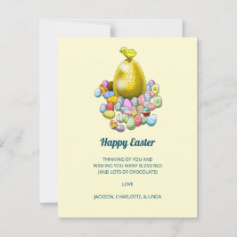 Påsk-Chicken och Golden-Påskägget Julkort