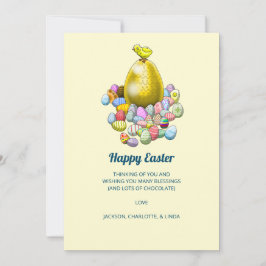 Påsk-Chicken och Golden-Påskägget Julkort