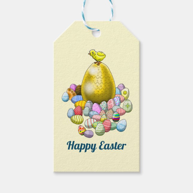 Påsk-Chicken och Golden-Påskägget Presentetikett (Framsidan)