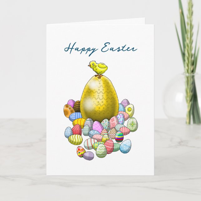 Påsk Chickens Egg Hunt Helgkort (Framsida)