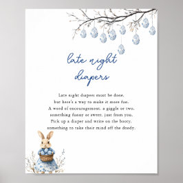 Påsk Chinoiserie Baby Shower Late Night Diaper Poster