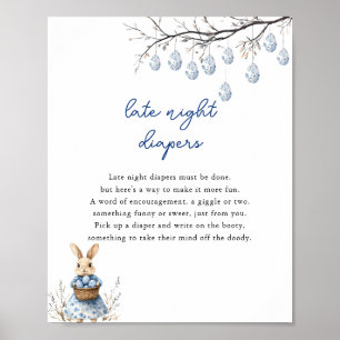 Påsk Chinoiserie Baby Shower Late Night Diaper Poster