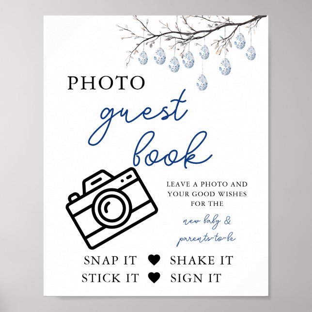 Påsk Chinoiserie Baby Shower Photo Guest Bok Poster (Framsidan)