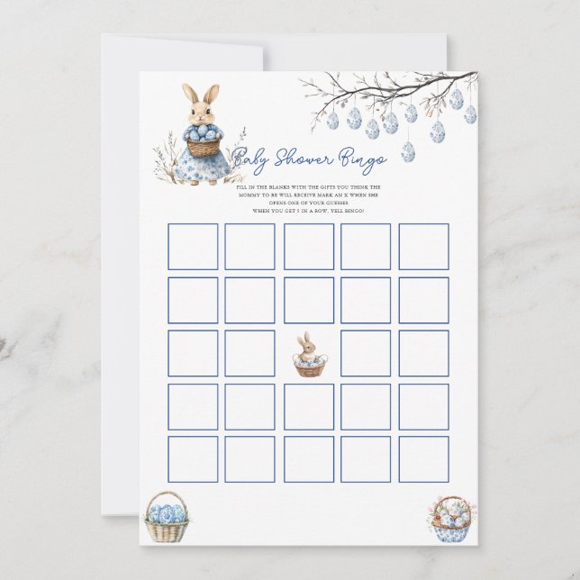 Påsk Chinoiserie Bingo Baby Shower Game Card Julkort (Framsida)