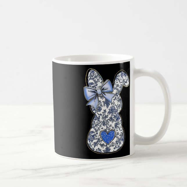 Påsk Chinoiserie Blommande Kanin Med Söt Blå Sling Kaffemugg (Höger)