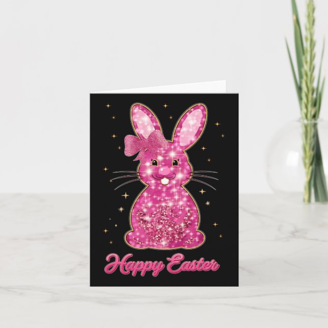 Påsk Chinoiserie Blommigt Bunny med blått klot Kort (Framsida)