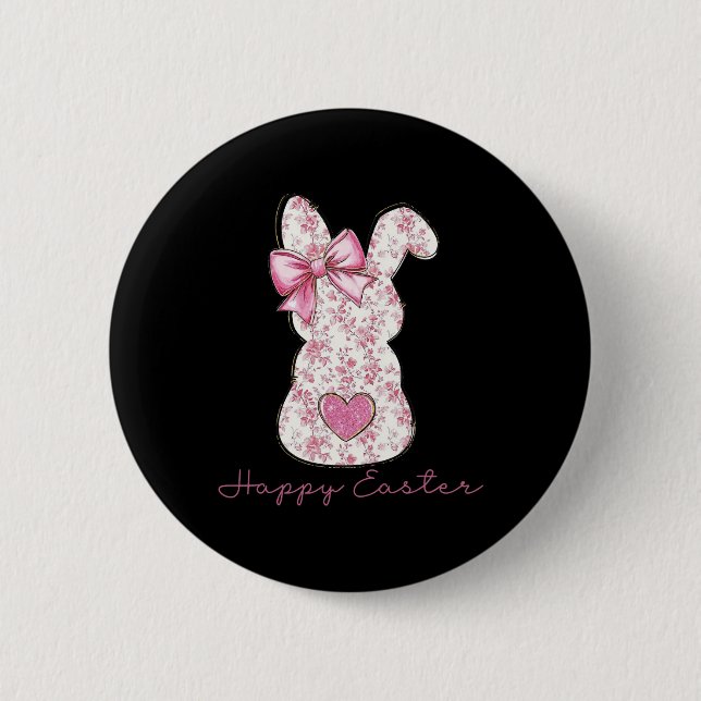 Påsk Chinoiserie Blommigt Bunny med kute Rosa Knapp (Framsida)