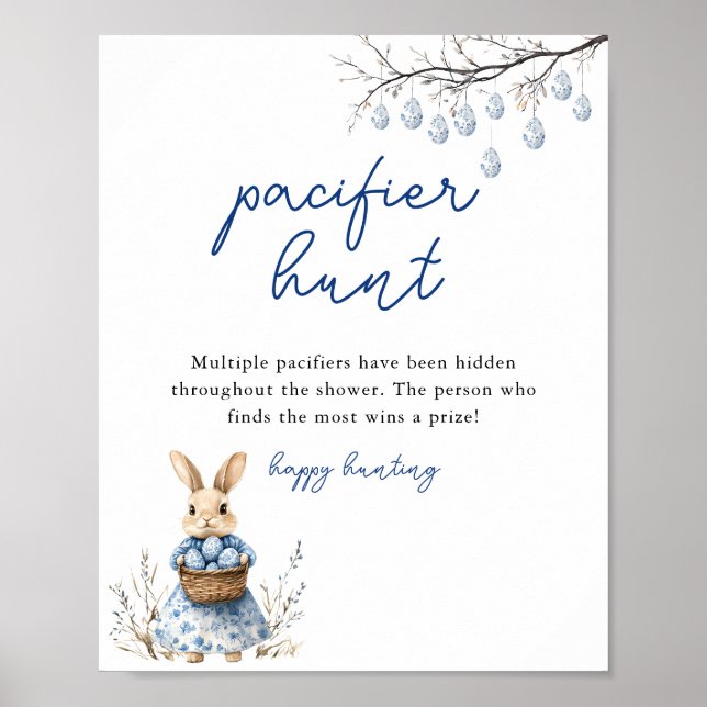 Påsk Chinoiserie Nappar Hunt Baby Shower Poster (Framsidan)