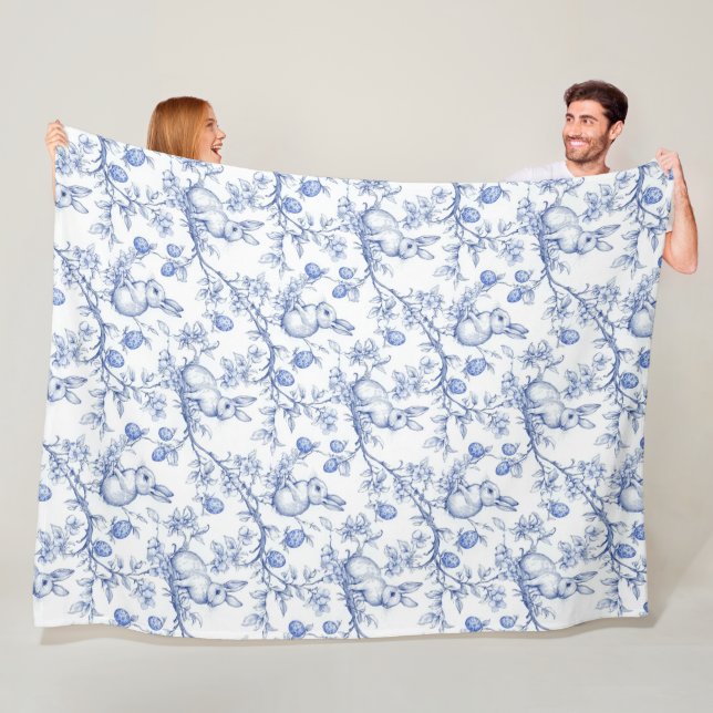 Påsk Chinoiserie Toile De Jouy Fleece Blanket (På plats)