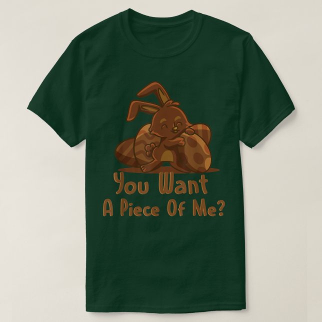 Påsk Chocolate Bunny Rabbit Funny Du vill ha Paj T Shirt (Design framsida)