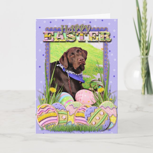 Påsk - choklad Labrador - Hershey Helgkort (Framsida)