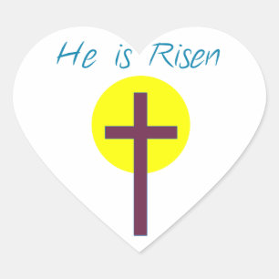 Påsk Christian Han är Risen Kor med Sol Hjärtformat Klistermärke
