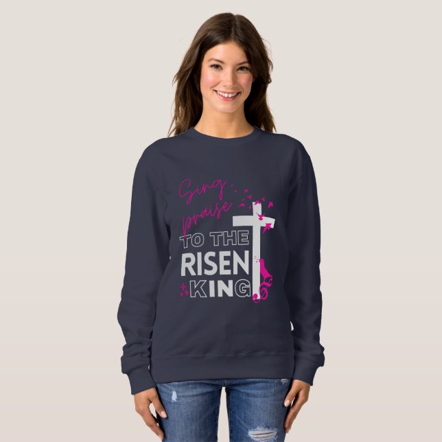 Påsk Christian "Sjunga till Risen Kung" Kvinnor T Shirt (Hel framsida)
