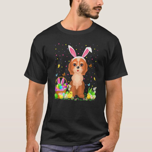 Påsk Cockapoo Hund Bunny Egg Hunting Cockapoo Eas T Shirt (Framsida)