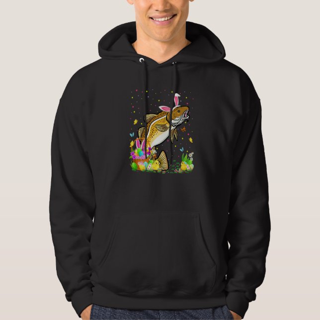 Påsk Cod Fish Bunny Egg Hunting Cod Påsk Sunda Hoodie (Framsida)