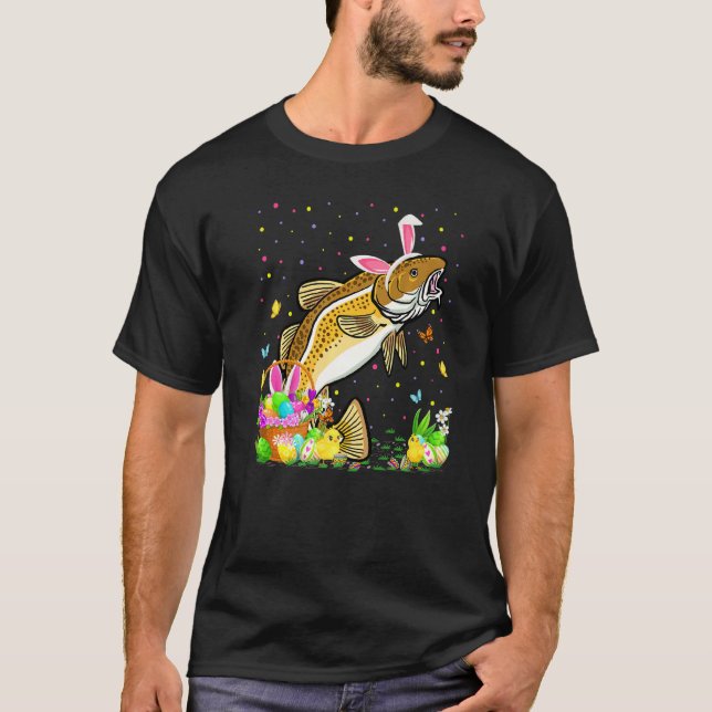 Påsk Cod Fish Bunny Egg Hunting Cod Påsk Sunda T Shirt (Framsida)
