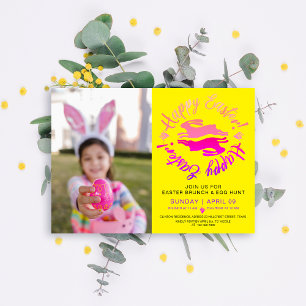 Påsk Colorful Brunch Egg Hunt Bunny Photo Inbjudningar