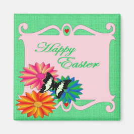 Påsk Colorful Flowers and Butterfly Magnet