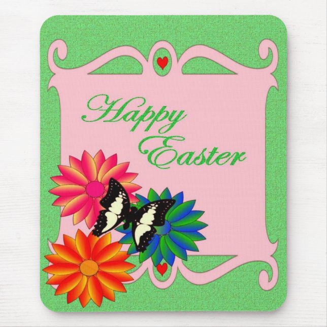 Påsk Colorful Flowers and Butterfly Musmatta (Framsidan)