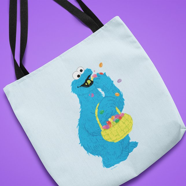 Påsk Cookie Monster Tygkasse (Tote bag on table)