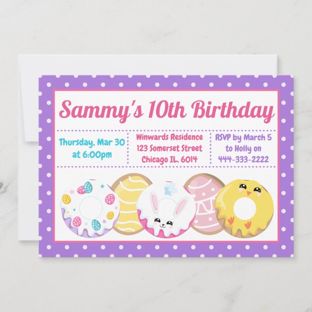Påsk Cookies Donuts and Sweets Födelsedagsfest Inbjudningar (Framsida)