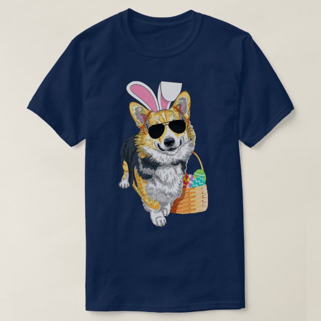 Påsk Corgi Black och Tan T Shirt (Design framsida)