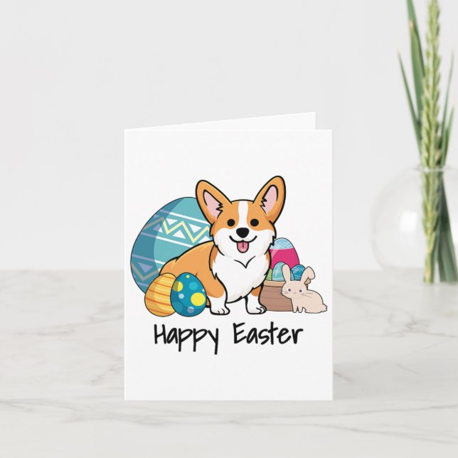 Påsk Corgi Hund Glad påsk Kort (Framsida)