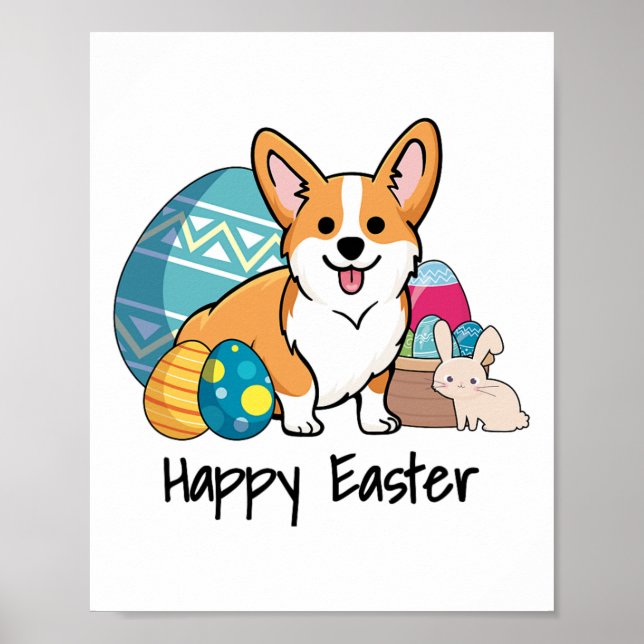 Påsk Corgi Hund Glad påsk Poster (Framsidan)