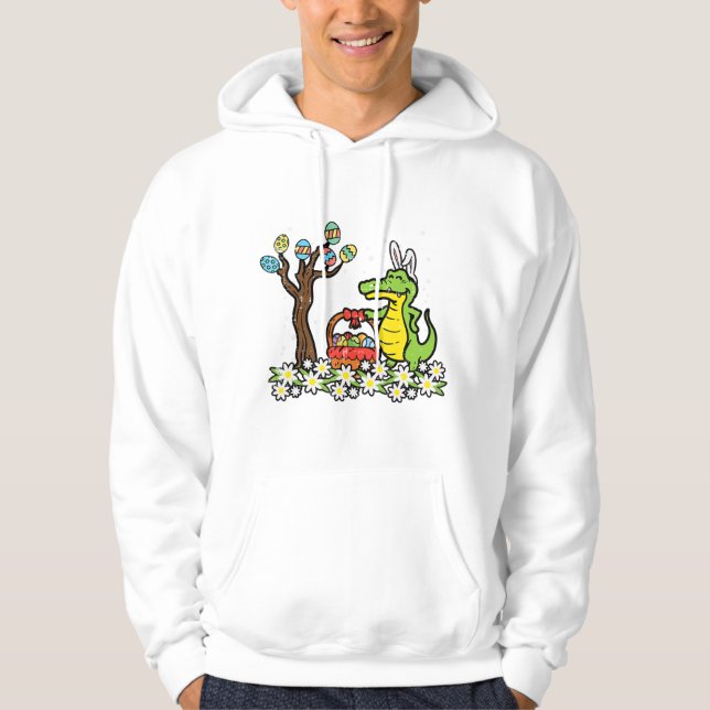 Påsk Crokodile Bunny Egg Träd Alligator Boys Gir Hoodie (Framsida)