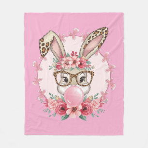 Påsk Cute Blommigt Bunny Leopard Gift Fleecefilt