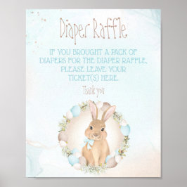 Påsk Cute Blue Baby Shower Diaper Raffle Sign Poster