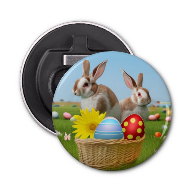 Påsk Cute Bunny för en positiv stämning Flasköppnare (Framsidan)