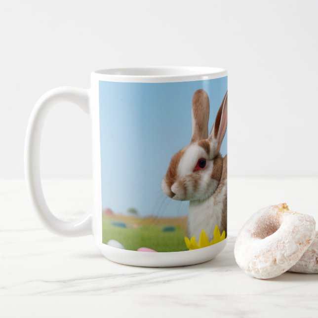 Påsk Cute Bunny för en positiv stämning Kaffemugg (Med munk)